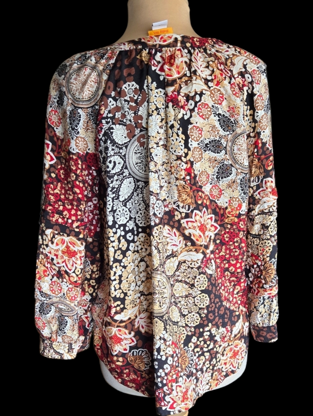 Ruby Rd. Boho Patchwork Tunic - Red, Black & Cream - Picture 4 of 5